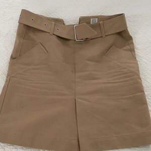 Toteme High-Rise Tan Women’s Belted Shorts